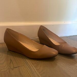 Nude Leather Wedge Heels